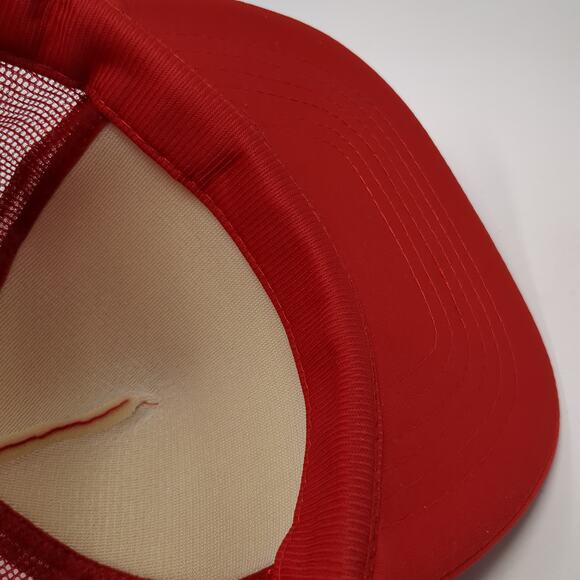 Unbranded Snapback Mesh Back Rope Trucker Hat Solid Red One Size Blank - Picture 8 of 9